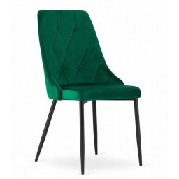 Scaun bucatarie/living, Artool, Imola, catifea verde, picioare metal negru, 48.5x61x93.5 cm