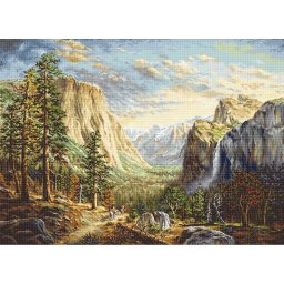 Set goblen de cusut, cu diagrama, Calatorie in munti, 40x29 cm