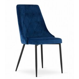 Scaun bucatarie/living, Artool, Imola, catifea bleumarin, picioare metal negru, 48.5x61x93.5 cm