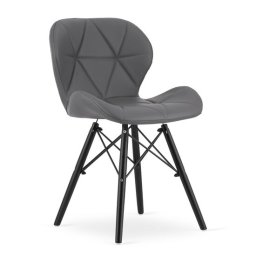 Scaun stil scandinav, Artool, Lago, piele ecologica gri, picioare lemn negru, 47.5x52x74 cm