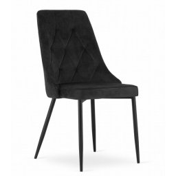 Scaun bucatarie/living, Artool, Imola, catifea negru, picioare metal negru, 48.5x61x93.5 cm