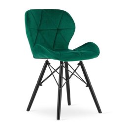 Scaun stil scandinav, Artool, Lago Velvet, catifea verde, picioare lemn negru, 47x52x73.5 cm