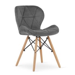 Scaun stil scandinav, Artool, Lago Velvet, catifea gri, picioare lemn natur, 48x52.5x74 cm
