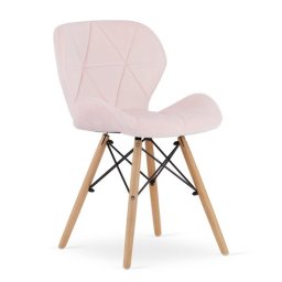 Scaun stil scandinav, Artool, Lago, catifea roz, picioare lemn natur, 48x43x74 cm