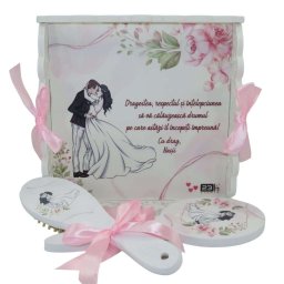 Set gatit mireasa, Secretul casniciei, nepersonalizat, tavita dantelata, 3 piese - ALIF302039