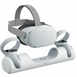 Statie incarcare pentru Oculus Quest 2, suport pentru casti si controllere, 2 baterii reincarcarbile, USB-C, Alb