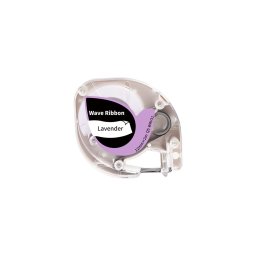 Panglica satin decorativa AIMO compatibila DYMO LetraTag, 12 mm, negru pe violet, margini ondulate, pentru cadouri si decor, Q5-WRV31