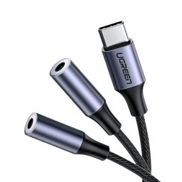Adaptor Audio USB-C - 2 x 3.5mm AV144 2in1, 0.20m, Gri