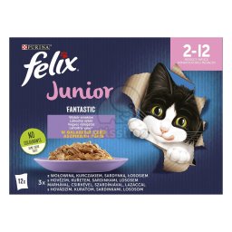 Purina Felix Fantastic Junior, Selecție mixtă în aspic - hrană umedă pisici 12 x 85 g