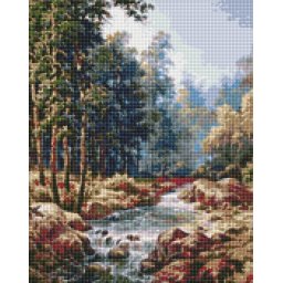 Set goblen cu diamante, cu sasiu, Rau carpatin, 40x50 cm