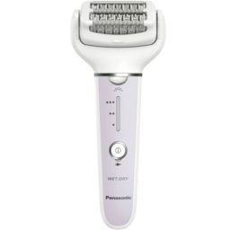 Epilator ES-EY30-V503, Wet & Dry, Cordless, 2discuri & 60 pensete, Senzor presiune, Discuri duble, Cap flexibil si pivotant la 90°, 3 viteze, Alb/Mov
