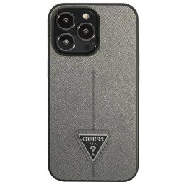 Husa Husa Capac Spate Saffiano Triangle Logo Argintiu APPLE iPhone 14 Pro