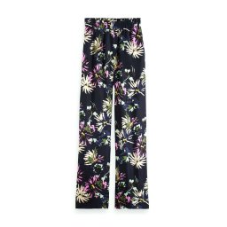 SCOTCH & SODA Pantaloni Gia - Mid Rise Wide Leg Printed Silky Trousers 171927 SC5638 aster black