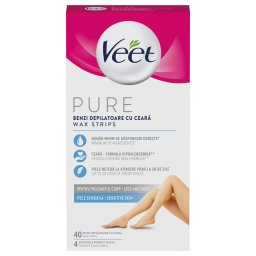 Veet Pure Benzi depilatoare pentru picioare piele sensibila 40 benzi