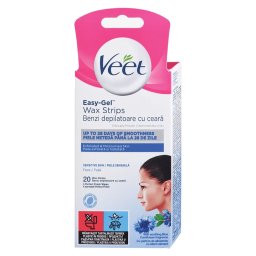 Veet Easy-Gel Benzi de ceara rece pentru fata piele sensibila 20 buc