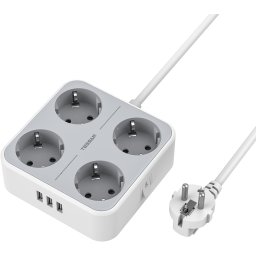 Prelungitor Tessan TS-302, 4 prize, 3 USB 3A, cablu 1.5m