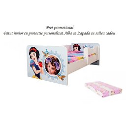 Pat junior Alba ca Zapada personalizat 140x70 cu saltea cadou 2-8 ani