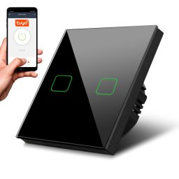 Intrerupator inteligent MCE717 SMART, Tuya APP, sticlă, negru cu iluminare pătrată buton