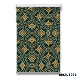 Roletă textilă Royal 5001 verde cu model auriu elegant