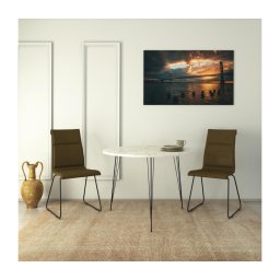 Masă de sufragerie SANDALF 75x90 cm albă/neagră