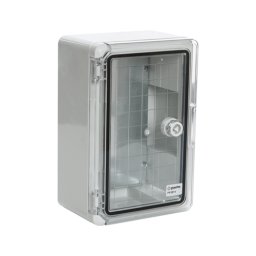 Cutie distributie IP65 din ABS gri, usa transparenta, placa metalica, 300x400x170 mm PP3014