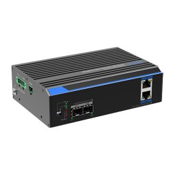 Switch industrial 2 porturi Gigabit HPoE, 2 porturi uplink SFP RJ45 - UTEPO UTP7202GE-POE