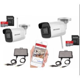 Sistem supraveghere Hikvision Wireless 2 camere 4MP cu IR 30m, microfon, card 128GB, sursa alimentare