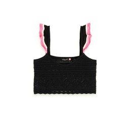 SCOTCH & SODA Top Pointelle Crop Knitted Vest 171823 SC0008 black