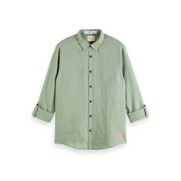 SCOTCH & SODA Cămaşă Linen Shirt With Sleeve Roll-Up 171612 SC0115 army