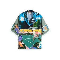 SCOTCH & SODA Cămaşă Tencel™ Camp Shirt With Tennis Print 173089 SC5725 green tennis aop