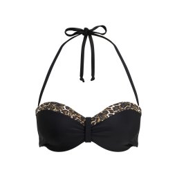 LASCANA Sutien costum de baie 'Adele' alb kitt / maro / maro închis / negru