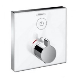 Baterie cu termostat incastrata Hansgrohe gama ShowerSelect, 1 functie, sticla alb-crom