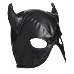 Master Series Dungeon Demon Bondage Mask with Horns Black