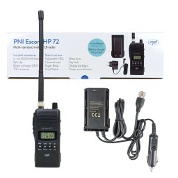 Pachet Statie radio CB PNI Escort HP 72 cu adaptor alimentare 12V-24V si antena exterioara