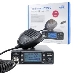 Statie radio CB PNI Escort HP 9700 USB, ANC, ASQ, alimentare 12V / 24V, functie PA, mufa de bricheta inclusa