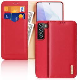 Husa Dux Ducis Hivo Leather Flip Cover Genuine Leather Wallet For Cards And Documents Samsung Galaxy S22 + (S22 Plus) Red