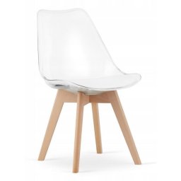 Scaun bucatarie/living, Artool, Mark, PP transparent, picioare lemn natur, 49x42x82.5 cm