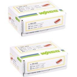 Set 50 bucati (2 cutii) cleme cu maneta 4mm2 5 pini max.32A Wago 221-415