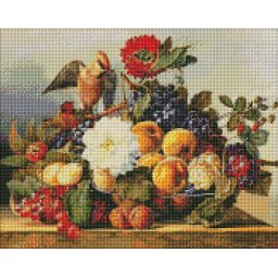 Set goblen cu diamante, cu sasiu, Dejun boem - Franz Xaver, 40x50 cm
