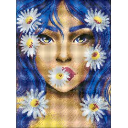 Set goblen cu diamante, cu sasiu, Portret cu musetel, 30x40 cm