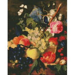 Set goblen cu diamante, cu sasiu, Cos cu fructe - Jan van Huysum, 40x50 cm