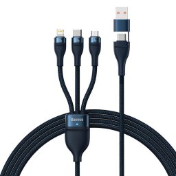 3in1 USB Flash Series 2, USB-C + micro USB + Lightning, 100W, 1.2m (blue)
