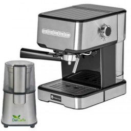 Espressor Pachet Espressor Cu Pompa Studio Casa Espresso Mio Sc 2001, 850 W, 15 Bar, 1.2 L, Inox + Rasnita Del Caffe Grind Master, 220W, 60G