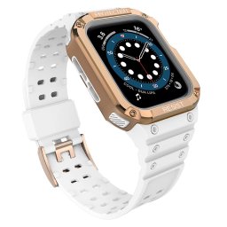 Curea de protectie cu carcasa compatibila cu Apple Watch 7/6/5/4/3/2/Se, 41/40/38 mm, alb