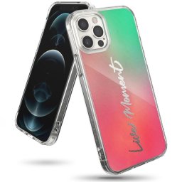 Husa Ringke Fusion Design PC TPU Bumper - Husă silicon - compatibil cu Apple iPhone 12 Pro Max - culoare Roz, Verde