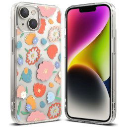 Husa Ringke Fusion Design Armored Sleeve Cover with Gel Frame for iPhone 14 Plus transparent (Floral) (FD637E31)