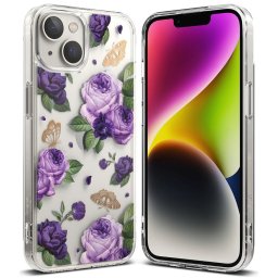 Husa Ringke Fusion Design Armored Case Cover with Gel Frame for iPhone 14 Plus transparent (Purple rose) (FD637E29)