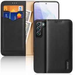 Husa Dux Ducis Hivo Leather Flip Cover Genuine Leather Wallet For Cards And Documents Samsung Galaxy S22 + (S22 Plus) Black