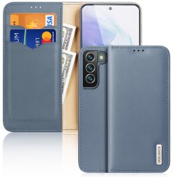 Husa Dux Ducis Hivo Leather Flip Cover Genuine Leather Wallet For Cards And Documents Samsung Galaxy S22 + (S22 Plus) Blue