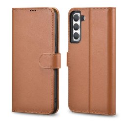 Husa iCarer Haitang Leather Wallet Case Leather Case for Samsung Galaxy S22 + (S22 Plus) Wallet Housing Cover Brown (AKSM05BN)